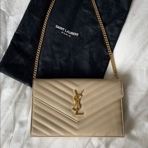 Authentic YSL nude wallet on chain WOC purse